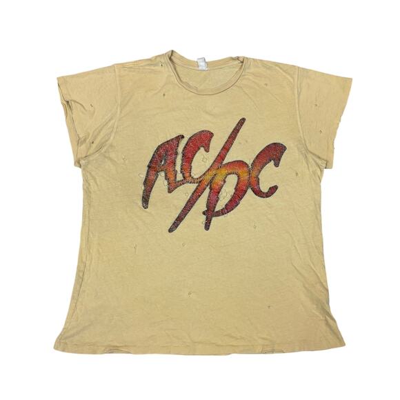 Madeworn AC/DC Distressed Retro T Shirt Men's Medium Punk Grunge Rock - Picture 1 of 11